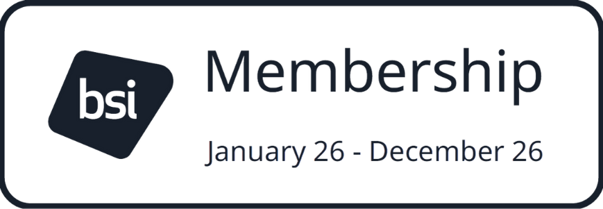BSI membership logo for January 2026 to December 2026